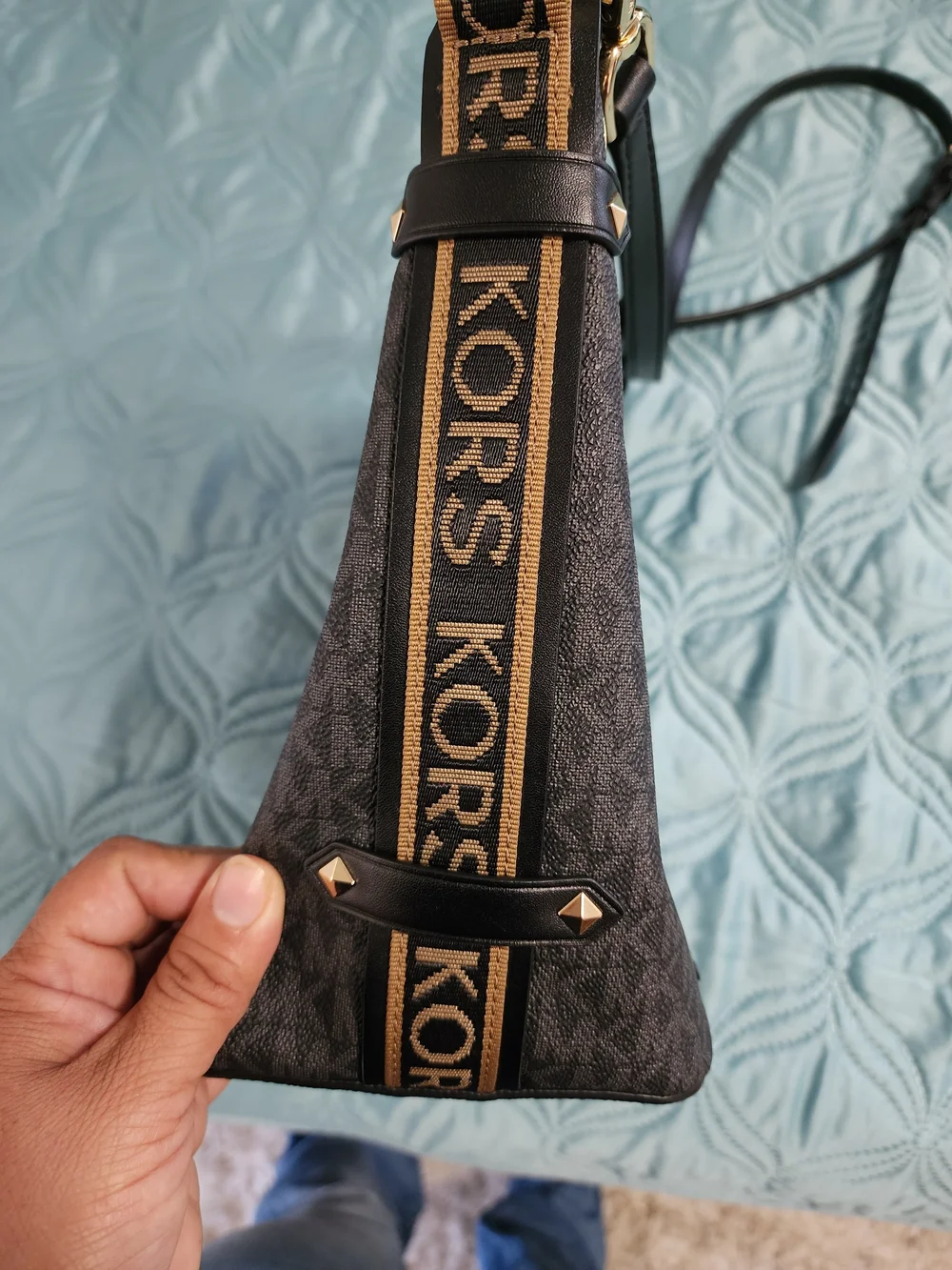 Michael Kors Black Logo Drawstring Shoulder Bag